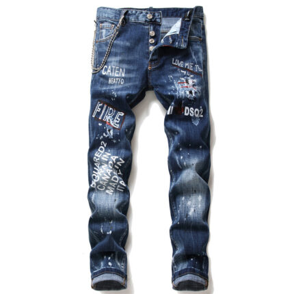 Men's D2 Slim Fit Denim Jeans with Zipper