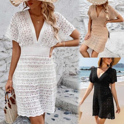 Deep V-Neck Beach Dress